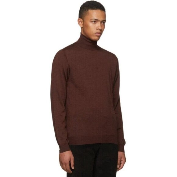 Lanvin Wool Turtleneck Knit Sweater Size XL Slim Mens Burgundy - Picture 13 of 16